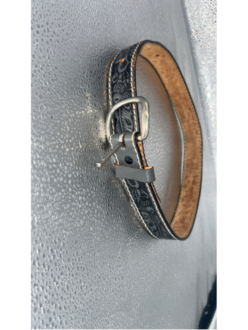Men's Unbranded Black Brown Embossed Leather Belt One Size